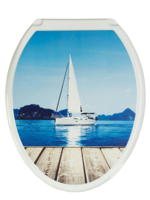 Сиденье с крышкой д\ун "Декор" Яхта белое РП-813-ДЯХ Сиденье с крышкой д\ун "Декор" Яхта белое РП-813-ДЯХ